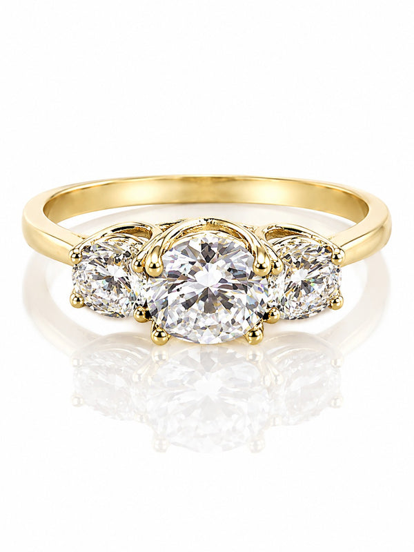 9ct Yellow Gold 1.05ct Round Lab Grown Diamond Three Stone Engagement Ring (LR25) - Cassim & Co South Africa