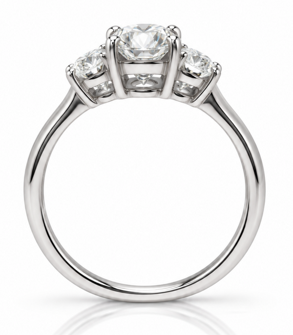 9ct White Gold 1.50ct Oval Lab Grown Diamond Three Stone Ring (LR49)
