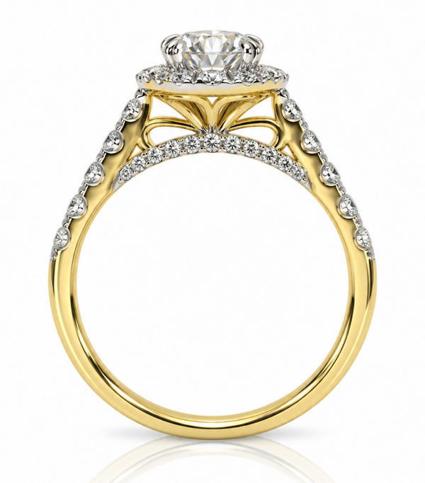 9ct Yellow Gold 1.5ct Round Cut Lab Grown Diamond Halo Engagement Ring (LR53)
