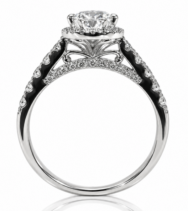 9ct White Gold 1.5ct Oval Lab Grown Diamond Halo Engagement Ring (LR64)