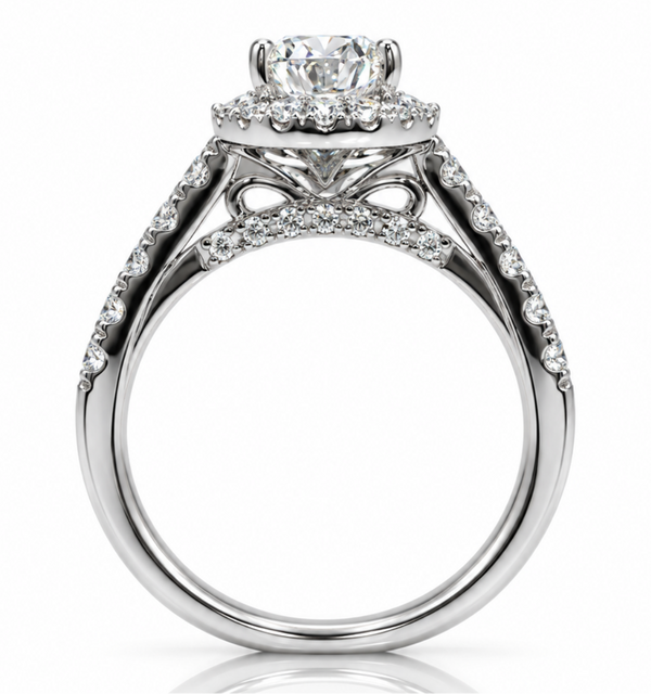 9ct White Gold 1.5ct Pear Lab Grown Diamond Halo Engagement Ring (LR70)