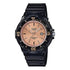 Casio LRW-200H rose gold sunray dial with black timer bezel and resin strap