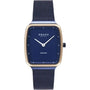 Obaku Tern Lille Ocean V267LXSLML blue dial quartz watch with rose gold bezel and blue mesh bracelet