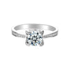 Sterling silver 1.00ct round moissanite 4-claw solitaire engagement ring with channel-set accent stones