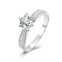 1.00ct round moissanite engagement ring with pavé shoulders in sterling silver by Cassim & Co Johannesburg