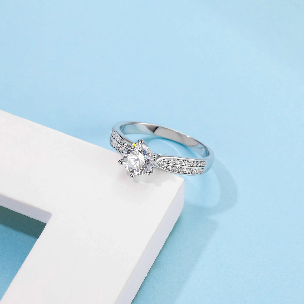 1ct 6 Claw Pavé Moissanite Ring – M06A - Cassim & Co South Africa