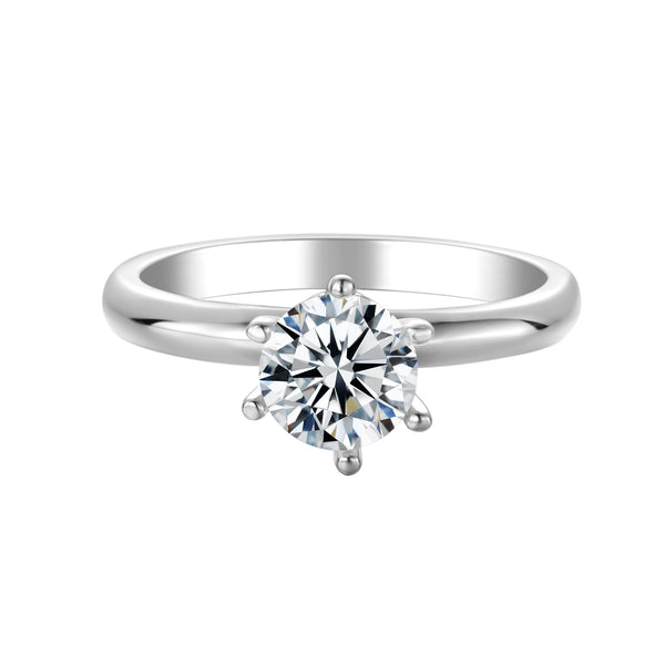 6 Claw 1ct Round Moissanite Ring – M09A
