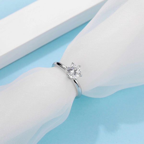 6 Claw 1ct Round Moissanite Ring – M09A - Cassim & Co South Africa