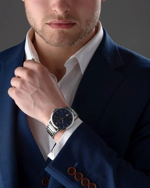 Emporio Armani Ruggero Quartz Blue Dial Stainless Steel Watch (AR11311)