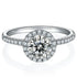1.00ct round moissanite halo engagement ring in sterling silver with pavé band - Cassim & Co Johannesburg
