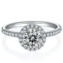 1.00ct round moissanite halo engagement ring in sterling silver with pavé band - Cassim & Co Johannesburg
