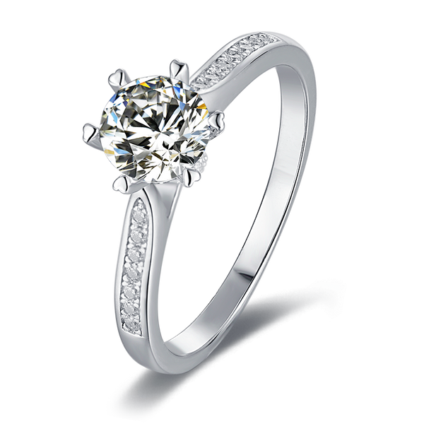 6 Claw 1ct Pave Dress Moissanite Ring