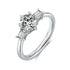 Sterling silver round moissanite engagement ring with baguette side stones six claw setting Cassim and Co Johannesburg