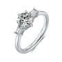 Sterling silver round moissanite engagement ring with baguette side stones six claw setting Cassim and Co Johannesburg