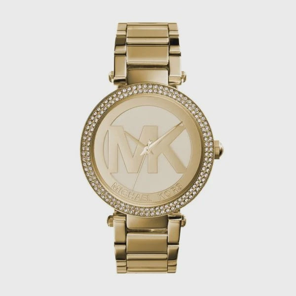 Michael Kors Parker MK5784 39mm gold-tone steel watch with crystal-set bezel and gold dial