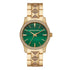 Michael Kors Runway MK7390 38mm green malachite dial gold-tone steel bracelet watch with pavé crystal bezel