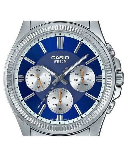 Casio MTP-1375D-2A1V Quartz Multi-Function Blue Dial Stainless Steel Watch (MTP-1375D-2A1V)