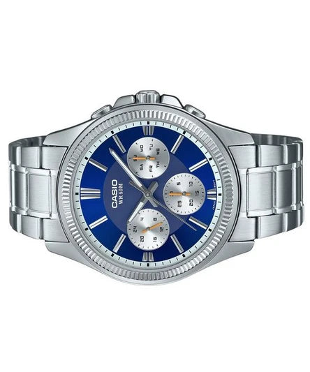 Casio MTP-1375D-2A1V Quartz Multi-Function Blue Dial Stainless Steel Watch (MTP-1375D-2A1V)