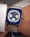 Casio MTP-M307D-2B Quartz Chronograph Blue Dial Stainless Steel Watch (34mm)