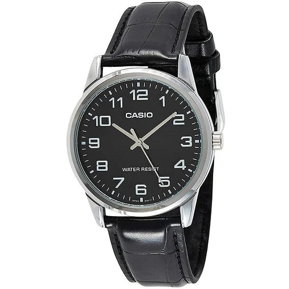 Casio  Black Leather Dial- MTP-V001L-1BUDF