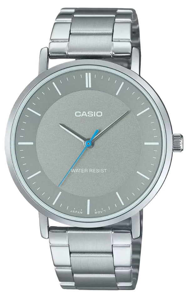 Casio MTP-VT04D Quartz Grey Dial Stainless Steel Watch (MTP-VT04D-8E)