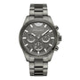 Police Malawi chronograph watch with grey textured dial and gunmetal bracelet, front view