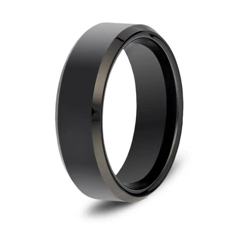 Black Tungsten Carbide 6mm Bevelled Wedding Band (TU42P)
