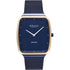 Obaku V267GXSLML Tern Ocean quartz watch with blue dial, tonneau case, and blue stainless steel mesh bracelet