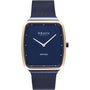 Obaku V267GXSLML Tern Ocean quartz watch with blue dial, tonneau case, and blue stainless steel mesh bracelet