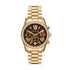 Michael Kors Lexington MK7276 chronograph watch with tortoiseshell brown dial, pavé crystal bezel, and gold-tone stainless steel bracelet