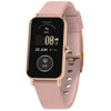 Reflex Active Nexus 100 S digital smartwatch with rose gold rectangular case and pink silicone strap showing fitness display