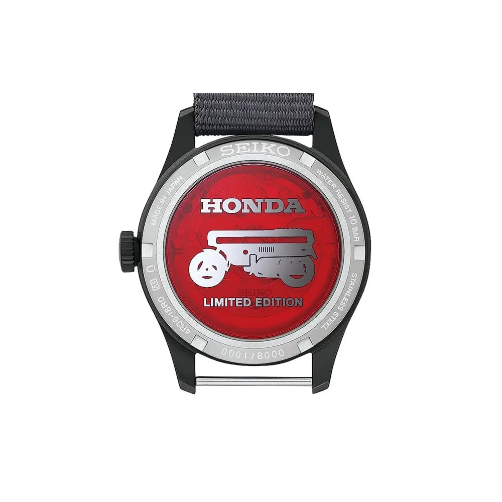 36.4mm round stainless steel case with fixed bezel side view