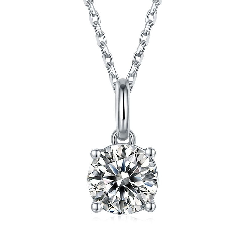 4 Claw Solitare Moissanite Necklace