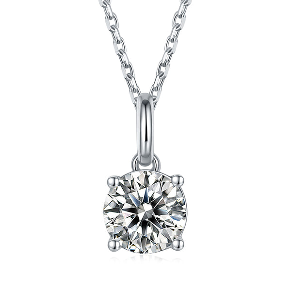 4 Claw Solitare Moissanite Necklace