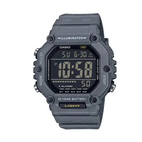 Casio AE-1600H grey resin digital sports watch with LED backlight and 100m water resistance