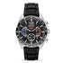 Seiko SSB347P1 quartz chronograph watch with black dial, tachymeter bezel, stainless steel case and black silicone strap