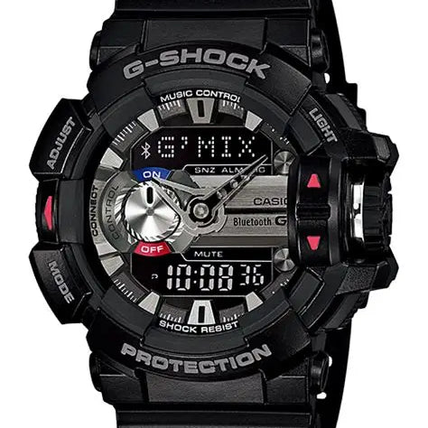 Casio G-Shock G'MIX GBA-400-1A black resin Bluetooth ana-digi watch with music control and 200m water resistance
