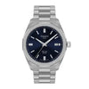 Tissot PRC 100 Solar T151.422.11.041.00 blue dial 39mm stainless steel watch with integrated bracelet front view