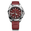 Victorinox I.N.O.X. Chrono 241986 red dial chronograph watch with 43mm stainless steel case and red rubber strap