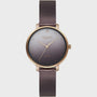 Obaku Diamond women's watch with brown mother-of-pearl dial and rose gold-tone mesh bracelet