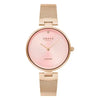 Obaku Diamant Peony V256LXVPMV rose gold ladies watch with pink guilloche dial genuine diamond and Milanese mesh bracelet