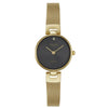 Obaku Diamant Petite V256SXGBMG ladies watch with black textured dial, diamond marker, gold-tone case and mesh bracelet