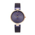 Obaku Diamant Violet V256LXVQMQ ladies quartz watch with blue sunburst dial, rose gold case, diamond accent and blue mesh bracelet