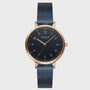 Obaku Dugfrisk watch with blue dial, rose gold-tone case and mesh bracelet