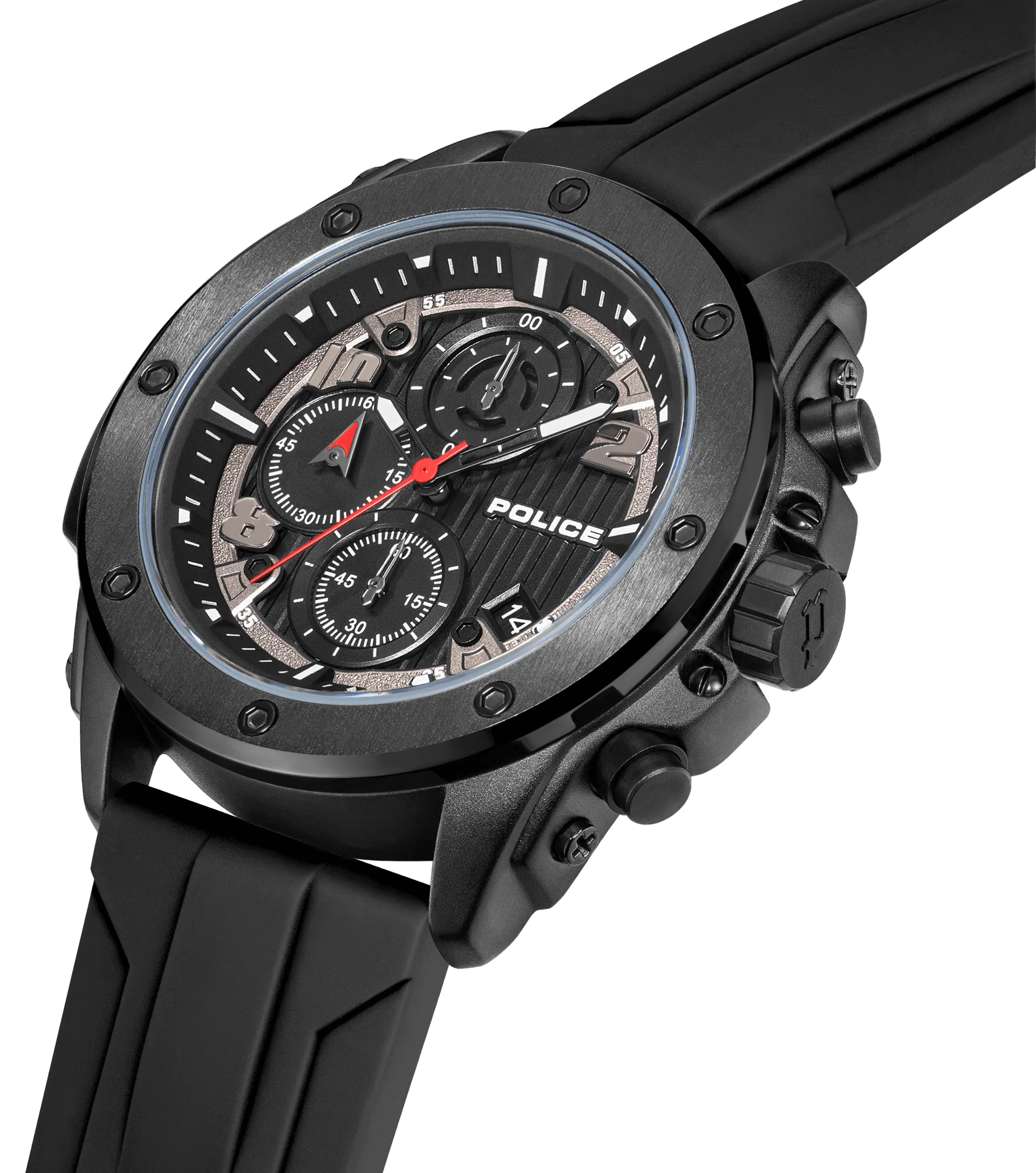 Police Clout Orb Quartz Chronograph Black Dial 50.4mm with 4 Interchangeable Straps (PEWGO00777X1) - Cassim & Co South Africa