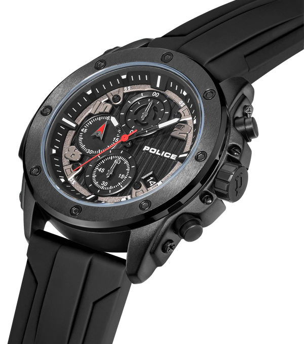 Police Clout Orb Quartz Chronograph Black Dial 50.4mm with 4 Interchangeable Straps (PEWGO00777X1) - Cassim & Co South Africa