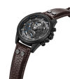 Police Malawi Quartz Multifunction Chronograph Black IP Stainless Steel Brown Leather Watch (PEWJF0004602)