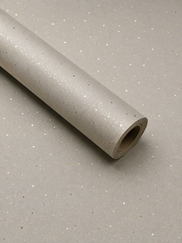 Light Taupe & Gold Stars Gift Wrap