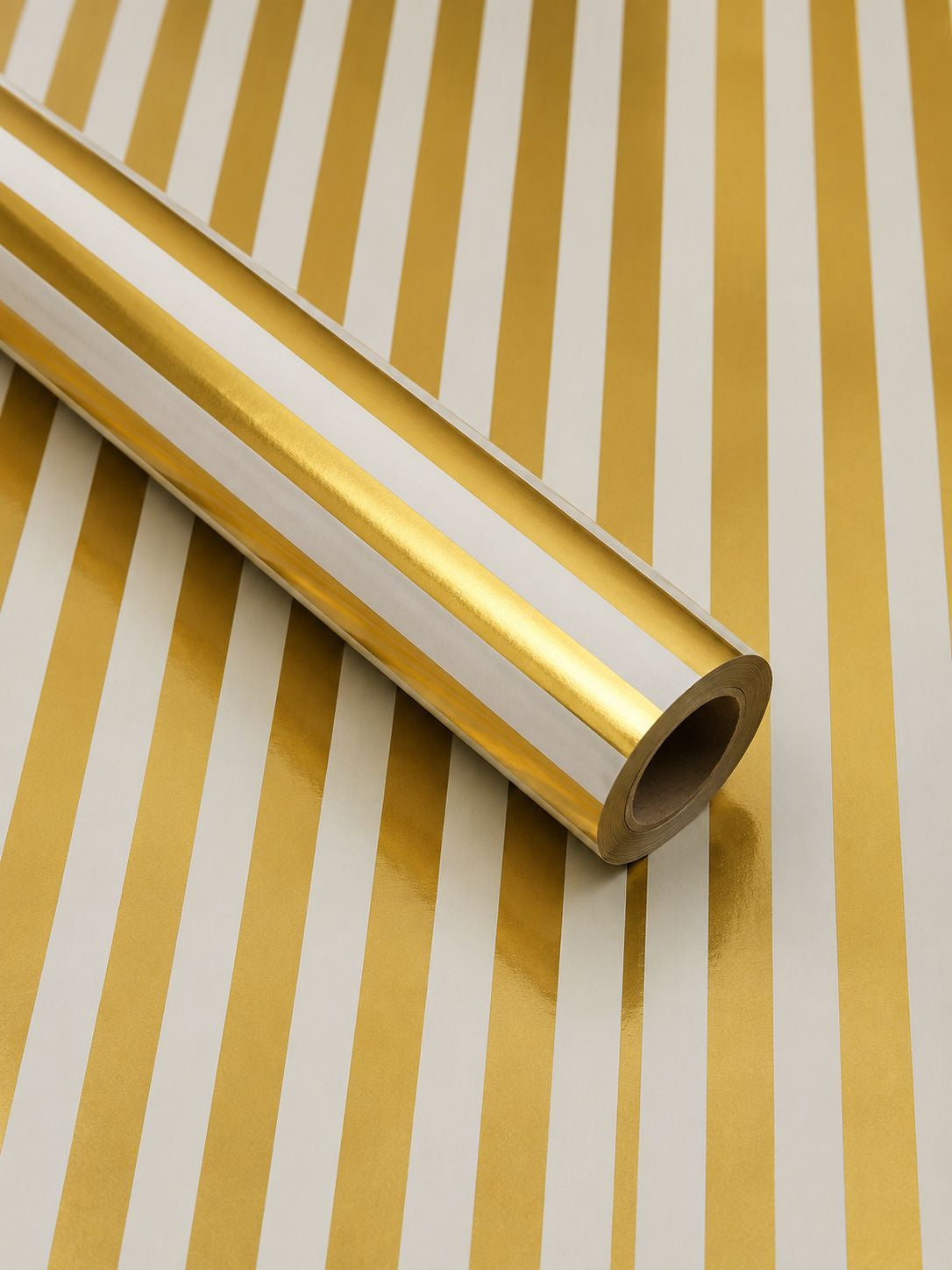 Gold & White Stripes Gift Wrap