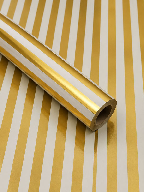 Gold & White Stripes Gift Wrap
